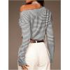 image:imageMakeMeChic Womens Striped Asymmetrical Neck T Shirt Long Sleeve Crop Tops with ScarfMulticolor