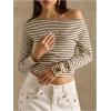 image:imageMakeMeChic Womens Striped Long Sleeve Shirt Asymmetrical Tops Fall Going Out TopsMulticolor