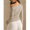 image:imageMakeMeChic Womens Striped Long Sleeve Shirt Asymmetrical Tops Fall Going Out TopsMulticolor