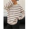 image:imageMakeMeChic Womens Striped Long Sleeve T Shirt Crew Neck Fall Going Out TopsWhite