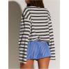image:imageMakeMeChic Womens Striped Shirt Long Bell Sleeve Crew Neck Basic Going Out TopsMulticolor