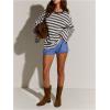 image:imageMakeMeChic Womens Striped Shirt Long Bell Sleeve Crew Neck Basic Going Out TopsMulticolor