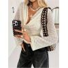 image:imageMakeMeChic Womens Swiss Dots Cowl Neck Tops Long Sleeve Ruched Business Crop Tee ShirtApricot