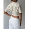 image:imageMakeMeChic Womens Y2k Crop Tops Deep V Neck Dolman Sleeve Tops Cute Summer T Shirt Going Out TopsApricot