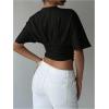 image:imageMakeMeChic Womens Y2k Crop Tops Deep V Neck Dolman Sleeve Tops Cute Summer T Shirt Going Out TopsBlack