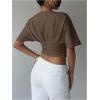 image:imageMakeMeChic Womens Y2k Crop Tops Deep V Neck Dolman Sleeve Tops Cute Summer T Shirt Going Out TopsMocha Brown