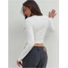image:imageMakeMeChic Womens Y2k Deep V Neck Top Asymmetrical Cowl Neck Long Sleeve Going Out Tops T ShirtWhite
