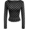 image:imageMakeMeChic Womens Y2k Polka Dots T Shirts Boat Neck Long Sleeve Fitted Going Out TopsBlack