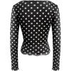 image:imageMakeMeChic Womens Y2k Polka Dots T Shirts Boat Neck Long Sleeve Fitted Going Out TopsBlack
