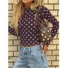 image:imageMakeMeChic Womens Y2k Polka Dots T Shirts Boat Neck Long Sleeve Fitted Going Out TopsBlue and Brown