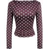 image:imageMakeMeChic Womens Y2k Polka Dots T Shirts Boat Neck Long Sleeve Fitted Going Out TopsBlue and Brown