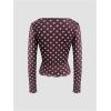 image:imageMakeMeChic Womens Y2k Polka Dots T Shirts Boat Neck Long Sleeve Fitted Going Out TopsBlue and Brown