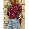 image:imageMakeMeChic Womens Y2k Polka Dots T Shirts Boat Neck Long Sleeve Fitted Going Out TopsBurgundy