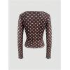 image:imageMakeMeChic Womens Y2k Polka Dots T Shirts Boat Neck Long Sleeve Fitted Going Out TopsCoffee Brown