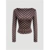 image:imageMakeMeChic Womens Y2k Polka Dots T Shirts Boat Neck Long Sleeve Fitted Going Out TopsCoffee Brown