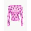 image:imageMakeMeChic Womens Y2k Polka Dots T Shirts Boat Neck Long Sleeve Fitted Going Out TopsHot Pink