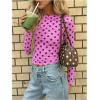image:imageMakeMeChic Womens Y2k Polka Dots T Shirts Boat Neck Long Sleeve Fitted Going Out TopsHot Pink
