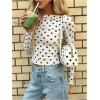 image:imageMakeMeChic Womens Y2k Polka Dots T Shirts Boat Neck Long Sleeve Fitted Going Out TopsWhite