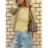 image:imageMakeMeChic Womens Y2k Polka Dots T Shirts Boat Neck Long Sleeve Fitted Going Out TopsYellow