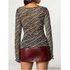 image:imageMakeMeChic Womens Zebra Print Top Striped Cowl Neck Tee Shirt Long Sleeve Mesh Sheer Y2K Summer TopsMulticolor