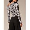 image:imageMakeMeChic Womens Zebra Striped Crop Tops Off The Shoulder Ruched Long Sleeve Tee TopBlack and White
