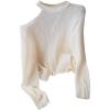 image:imageMakeMeChic Womens Asymmetrical Neck T Shirt Cut Out Long Sleeve Knit Tee TopsApricot