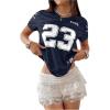 image:imageMakeMeChic Womens Football Jersey Shirts Soccer Jersey Number Oversized Y2K Tee TopsDark Blue