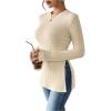 image:imageMakeMeChic Womens Long Sleeve Shirts Crew Neck Split Side Knit Loose Fit Lightweight Pullover SweatersApricot