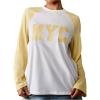 image:imageMakeMeChic Womens Long Sleeve T Shirt Color Block Letter Print Crew Neck TopsWhite