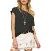 image:imageMakeMeChic Womens Off The Shoulder T Shirt Short Sleeve Summer Going Out TopsBlack