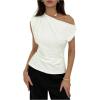 image:imageMakeMeChic Womens Off The Shoulder Tank Tie Back Sleeveless Business Dressy TopsWhite