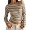 image:imageMakeMeChic Womens Striped Long Sleeve Shirt Asymmetrical Tops Fall Going Out TopsMulticolor