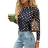 image:imageMakeMeChic Womens Y2k Polka Dots T Shirts Boat Neck Long Sleeve Fitted Going Out TopsBlue