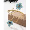 image:imageMakeMeChic Beach Gold Arm Cuff Jewelry for Women Bangle Band Armlet Flower Upper Arm Cuff Bracelet Summer Beach EssentialsBlue