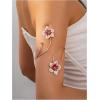 image:imageMakeMeChic Beach Gold Arm Cuff Jewelry for Women Bangle Band Armlet Flower Upper Arm Cuff Bracelet Summer Beach EssentialsWhite and Pink