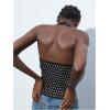 image:imageMakeMeChic Womens Backless Halter Tops Rave Deep V Neck Rivet Party Going Out Tank TopsBlack