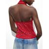 image:imageMakeMeChic Womens Backless Halter Tops Rave Deep V Neck Rivet Party Going Out Tank TopsRed