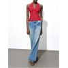 image:imageMakeMeChic Womens Backless Halter Tops Rave Deep V Neck Rivet Party Going Out Tank TopsRed
