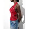 image:imageMakeMeChic Womens Backless Halter Tops Rave Deep V Neck Rivet Party Going Out Tank TopsRed