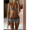 image:imageMakeMeChic Womens Bikini with Shorts Striped Bikini Set Halter Triangle Tie Backless Y2K SwimsuitBlack and White