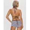 image:imageMakeMeChic Womens Bikini with Shorts Striped Bikini Set Halter Triangle Tie Backless Y2K SwimsuitCoffee Brown