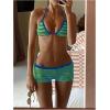 image:imageMakeMeChic Womens Bikini with Shorts Striped Bikini Set Halter Triangle Tie Backless Y2K SwimsuitGreen