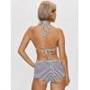 image:imageMakeMeChic Womens Bikini with Shorts Striped Bikini Set Halter Triangle Tie Backless Y2K SwimsuitGrey