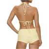 image:imageMakeMeChic Womens Bikini with Shorts Striped Bikini Set Halter Triangle Tie Backless Y2K SwimsuitLight Yellow
