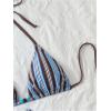 image:imageMakeMeChic Womens Bikini with Shorts Striped Bikini Set Halter Triangle Tie Backless Y2K SwimsuitMulticolor