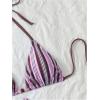 image:imageMakeMeChic Womens Bikini with Shorts Striped Bikini Set Halter Triangle Tie Backless Y2K SwimsuitPink and Brown