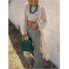 image:imageMakeMeChic Womens Boho Tops Crochet Long Cardigan Sweater Tassel Long Sleeve Hollow Out Fall OutfitsApricot