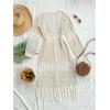 image:imageMakeMeChic Womens Boho Tops Crochet Long Cardigan Sweater Tassel Long Sleeve Hollow Out Fall OutfitsApricot
