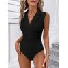 image:imageMakeMeChic Womens Collared Bodysuits Wrap V Neck Sleeveless Dressy Business Casual Blouse TopsBlack
