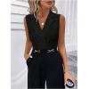 image:imageMakeMeChic Womens Collared Bodysuits Wrap V Neck Sleeveless Dressy Business Casual Blouse TopsBlack
